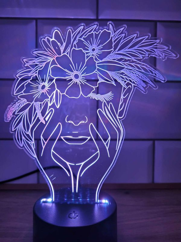 Lampka LED 3D lampka nocna lampka biurkowa hologram usb pilot wielokolorowy - Twarz kobiety - obrazek 3