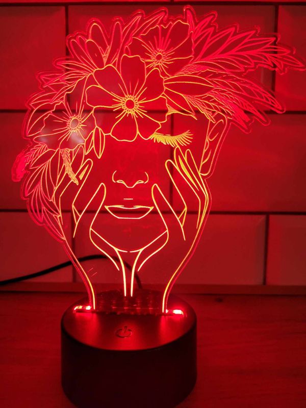Lampka LED 3D lampka nocna lampka biurkowa hologram usb pilot wielokolorowy - Twarz kobiety - obrazek 4