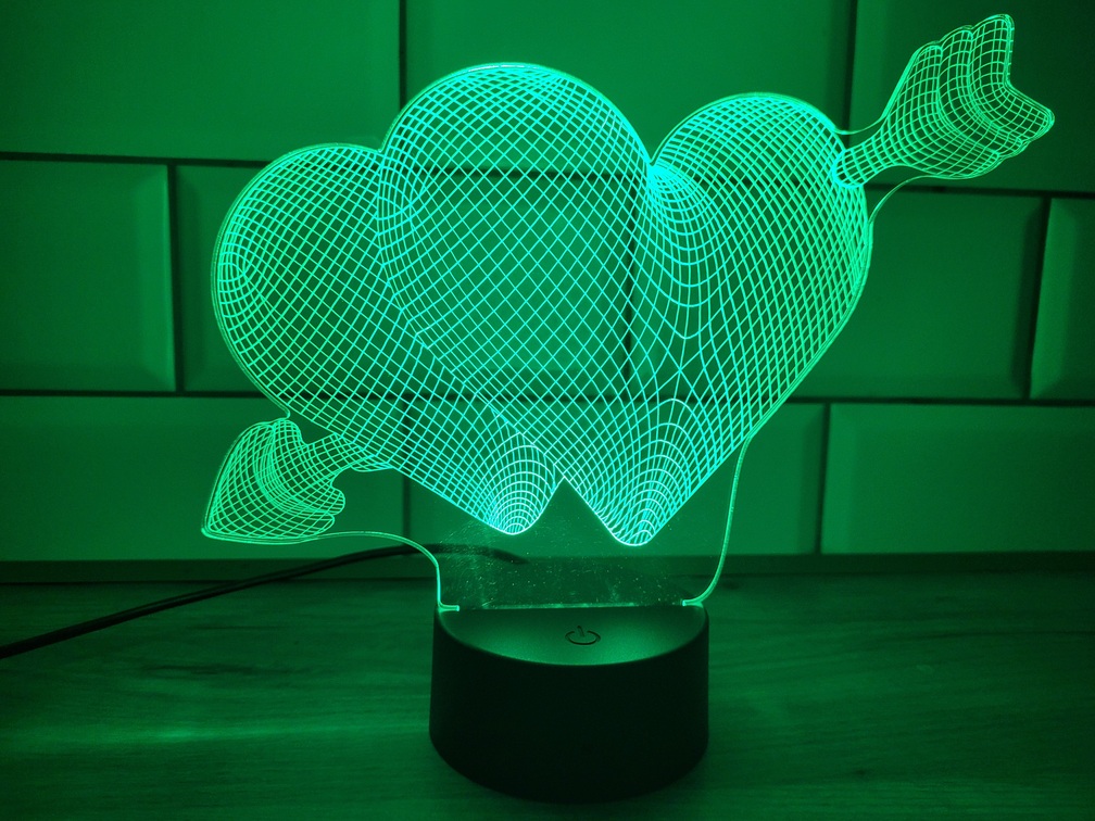 Lampka LED 3D - Serca ze strzałą - obrazek 4