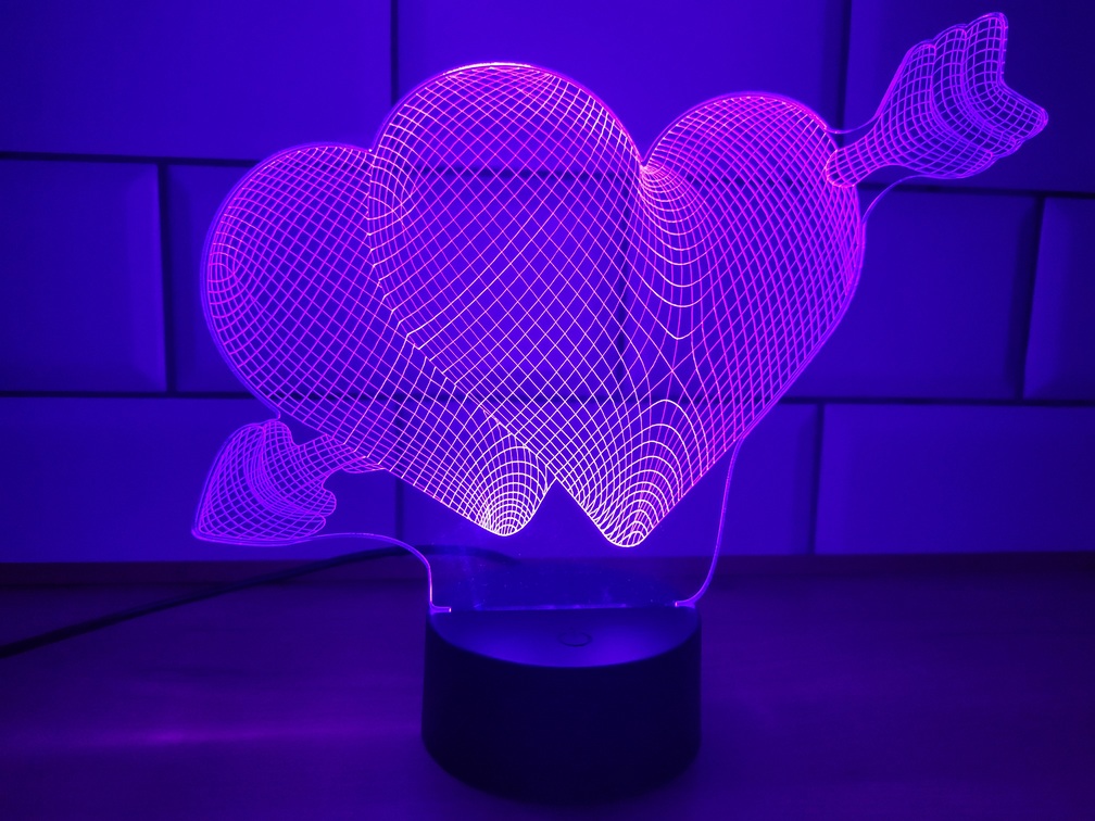 Lampka LED 3D - Serca ze strzałą - obrazek 5