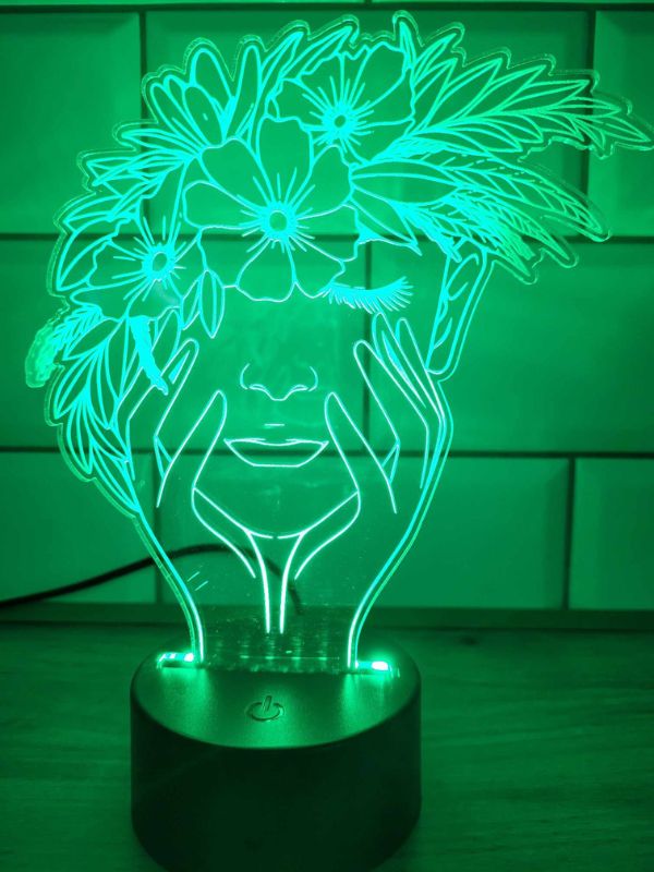 Lampka LED 3D lampka nocna lampka biurkowa hologram usb pilot wielokolorowy - Twarz kobiety - obrazek 5