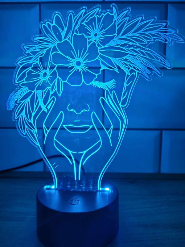 Lampka LED 3D lampka nocna lampka biurkowa hologram usb pilot wielokolorowy - Twarz kobiety - obrazek 7