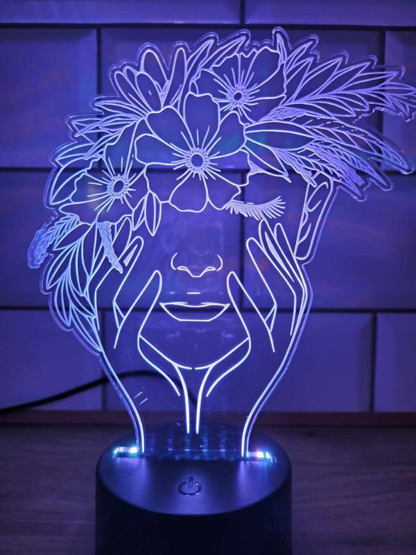 Lampka LED 3D lampka nocna lampka biurkowa hologram usb pilot wielokolorowy - Twarz kobiety - obrazek 9